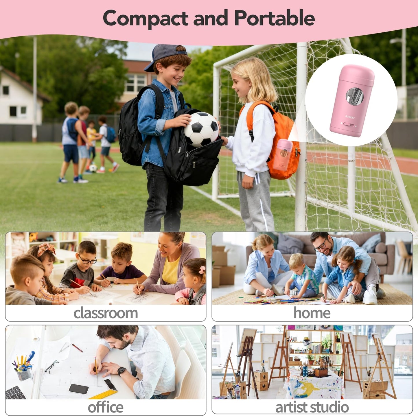 AFMAT PSX7 Electric Pencil Sharpener, Fully Automatic Pencil Sharpener for 7-8mm Pencils & Colored Pencils, Auto in & Out, Rechargeable Vertical Hands-Free Sharpeners for Classroom/Home/Office (Black)