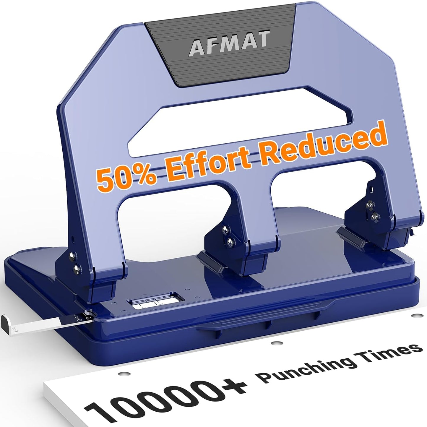 AFMAT HPX2 3 Hole Puncher Heavy Duty, 40-Sheet Heavy Duty Three Hole Punch, 50% Reduced Effort Paper Punch, 10000+ Punching Times,Green