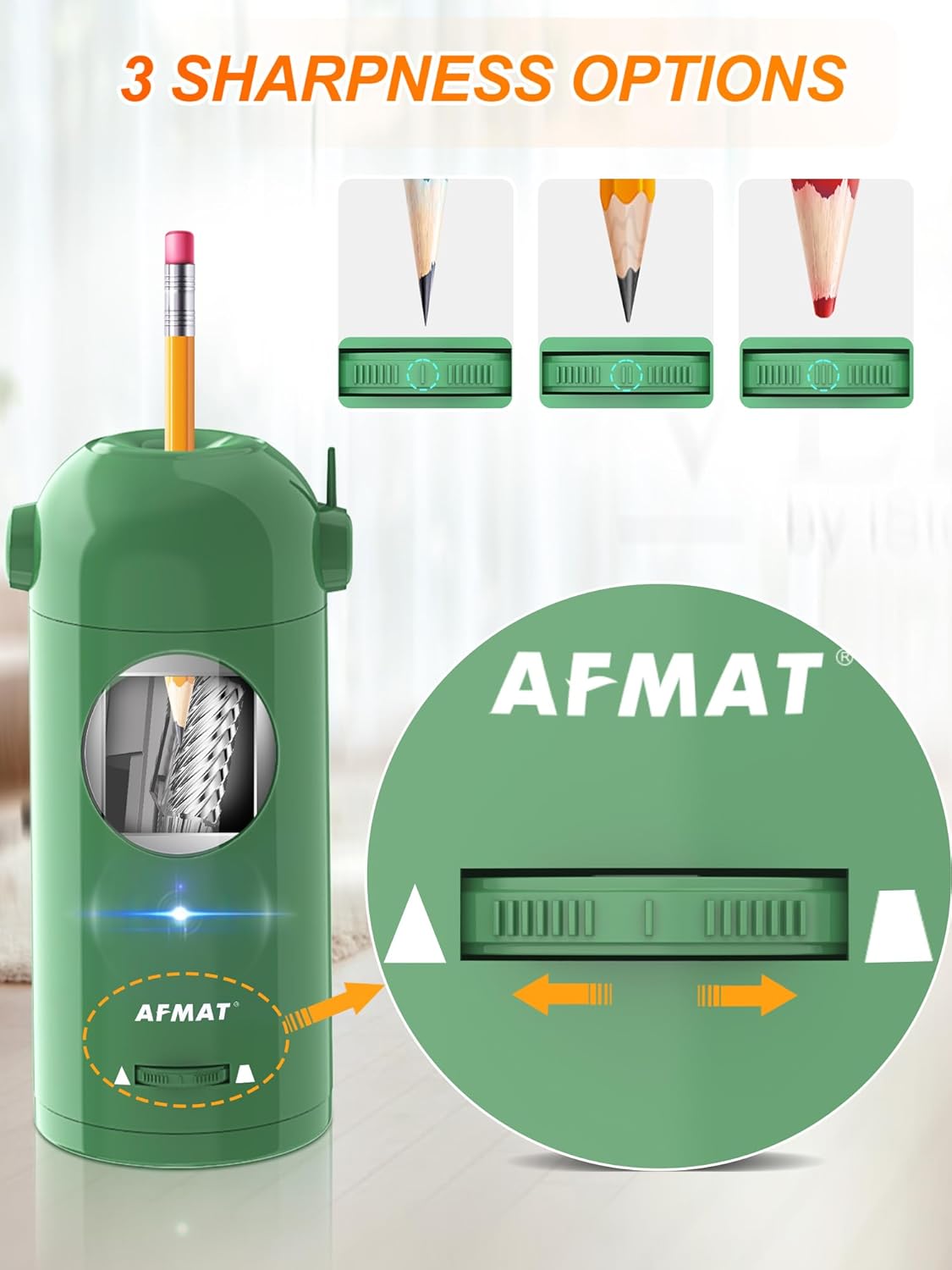 AFMAT PSX5 Fully Automatic Electric Pencil Sharpener,Black