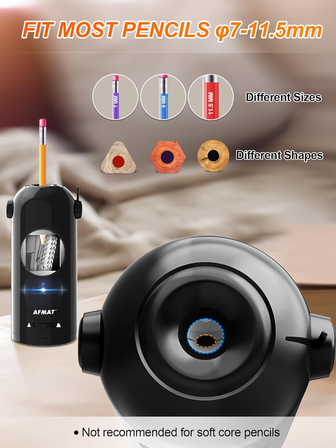 AFMAT PSX5 Fully Automatic Electric Pencil Sharpener,Black