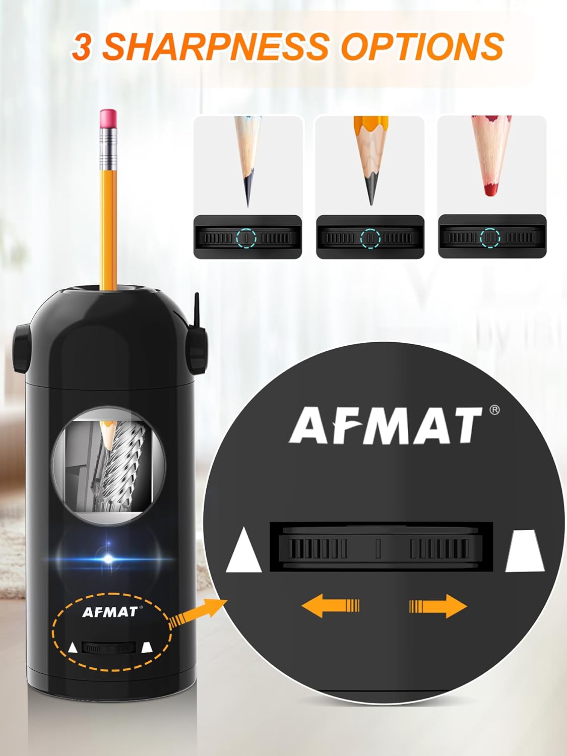 AFMAT PSX5 Fully Automatic Electric Pencil Sharpener,Black