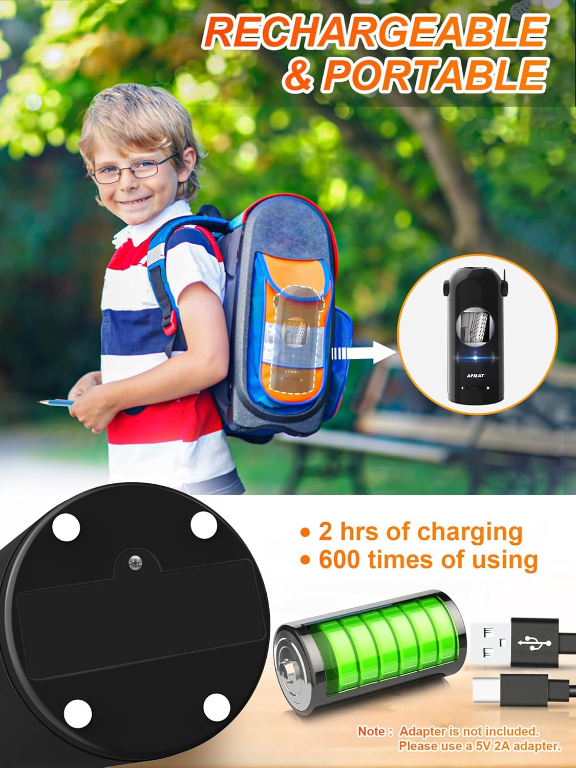 Taille-crayon électrique entièrement automatique AFMAT, taille-crayon robot électrique AFMAT pour crayons de couleur 7-11,5 mm PSX5BK