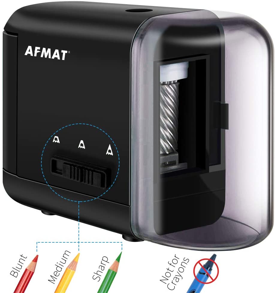 Electric Pencil Sharpener for Colored Pencils (6-8mm) with Adapter Black-PS51