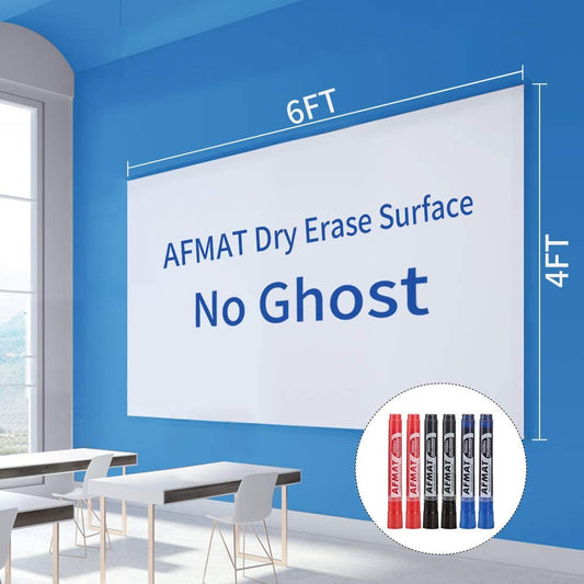 AFMAT D02 Dry Erase Whiteboard Paper, Large White Board Stickers for Wall, 6x4ft Dry Erase Paper Roll with Adhesive Backing
