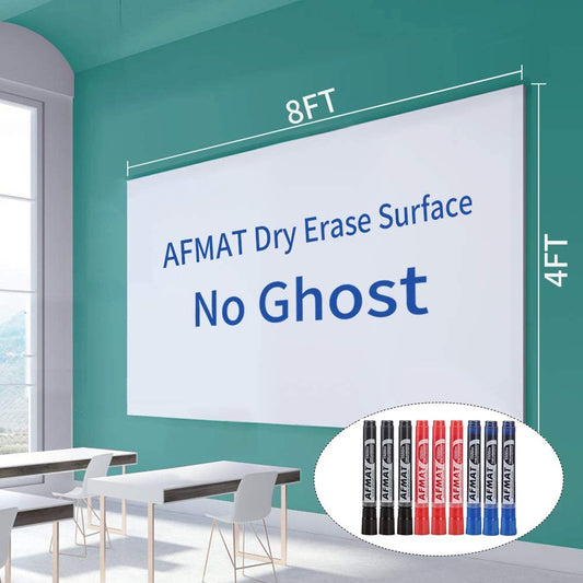 AFMAT D03 Whiteboard for Wall, 8 x 4 ft White Board Sticker,9 Dry Erase Markers,Model:(D03N)