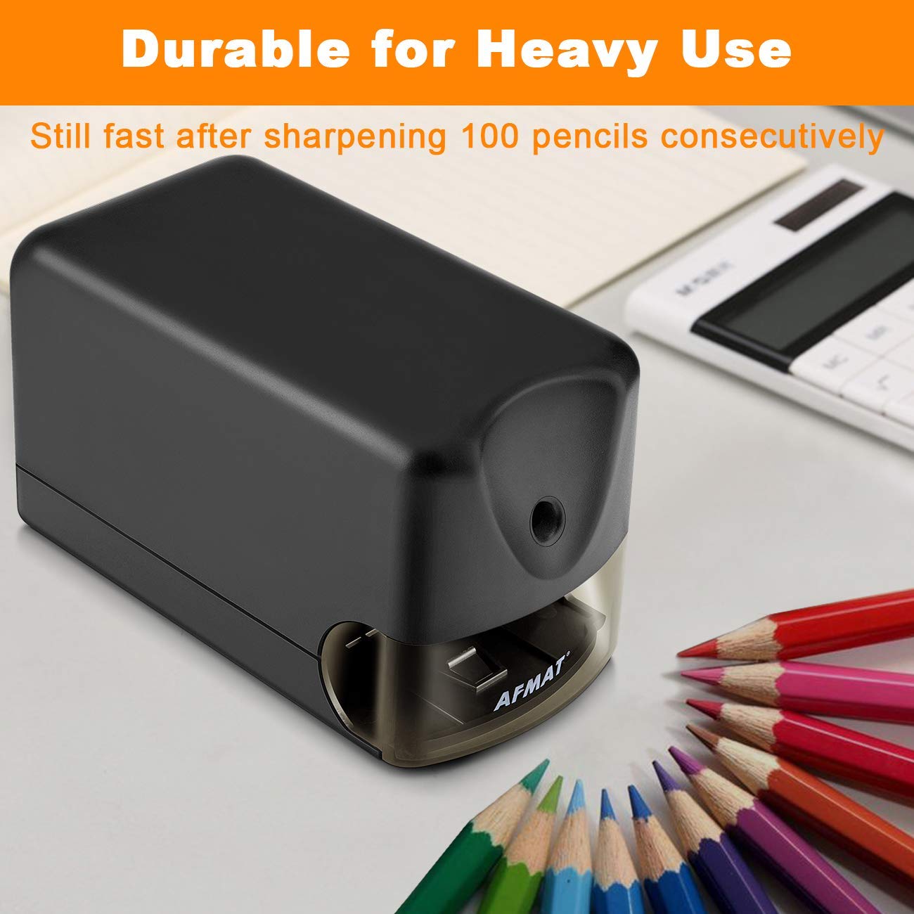AFMAT PS105 Electric Pencil Sharpener Heavy Duty for Classroom, UL Listed Plug in Pencil Sharpener for 6.5-8mm No.2/Colored Pencils, w/Upgraded Helical Blade(10000 Sharpenings),Green