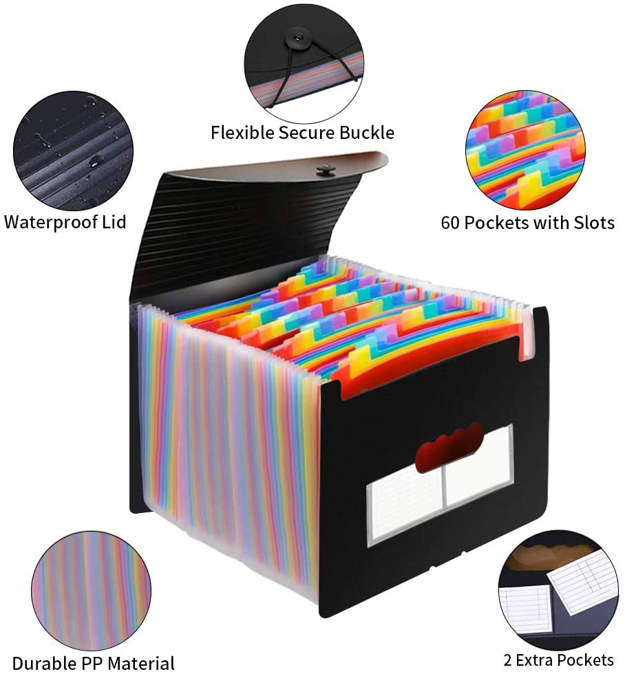 Accordian File Organizer, 60 Pockets Expanding File Folder-AF01