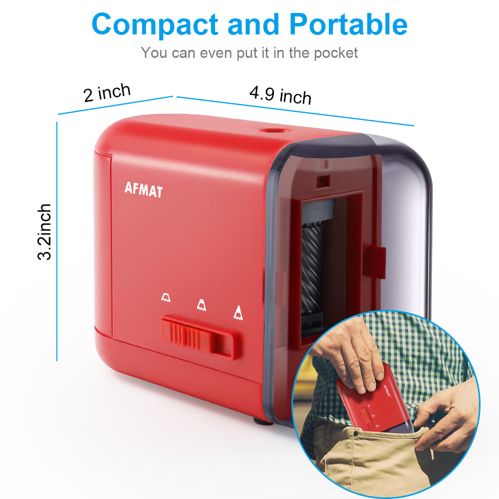 Electric Pencil Sharpener for Colored Pencils (6-8mm) with Adapter Red-PS77