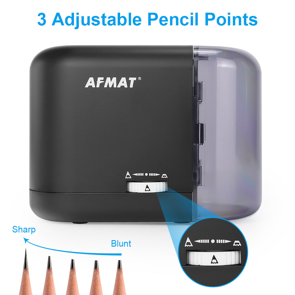 Auto Stop Electric Pencil Sharpener for Colored Pencils (6-8mm) with Adapter Black-PS74