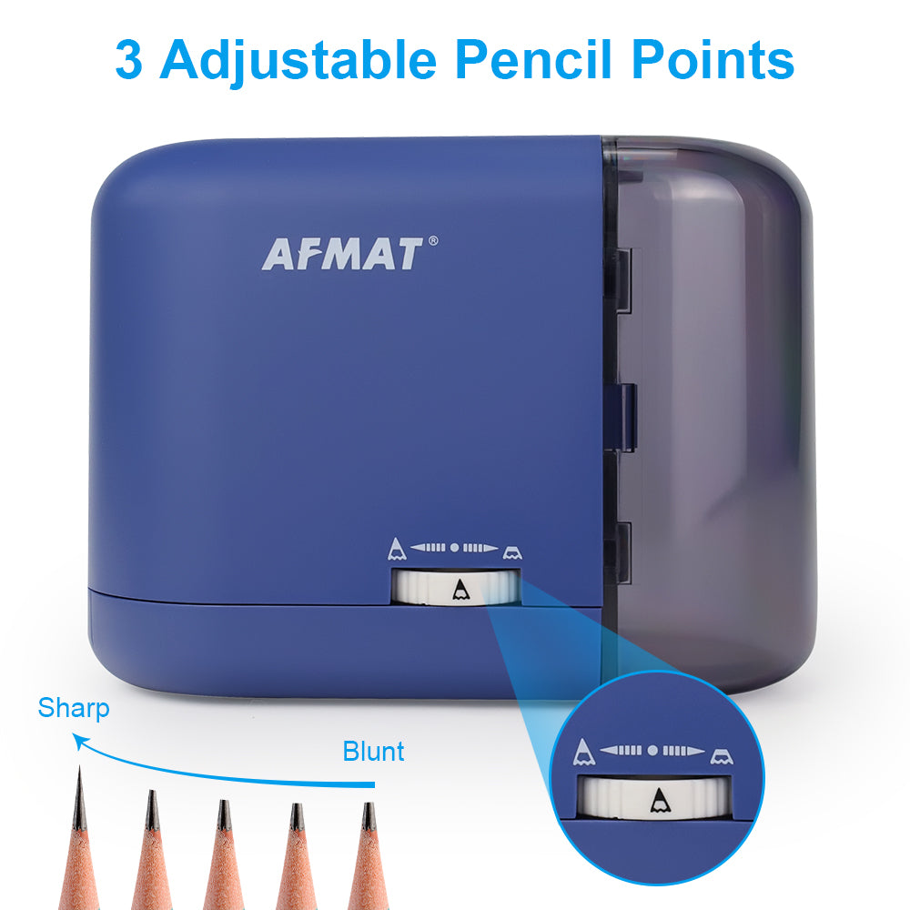 Auto Stop Electric Pencil Sharpener for Colored Pencils (6-8mm) with Adapter Blue-PS72