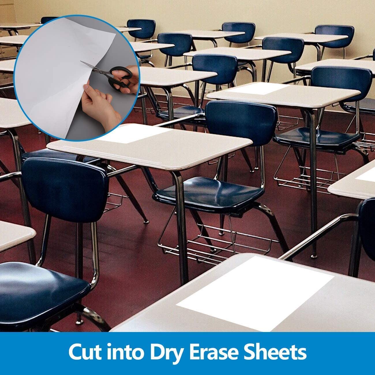 Tableau blanc mural, autocollant pour tableau blanc 8 x 4 pieds, 9 marqueurs effaçables à sec