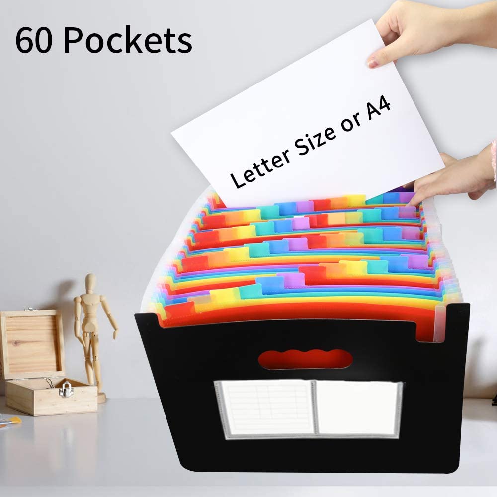 Accordian File Organizer, 60 Pockets Expanding File Folder-AF01
