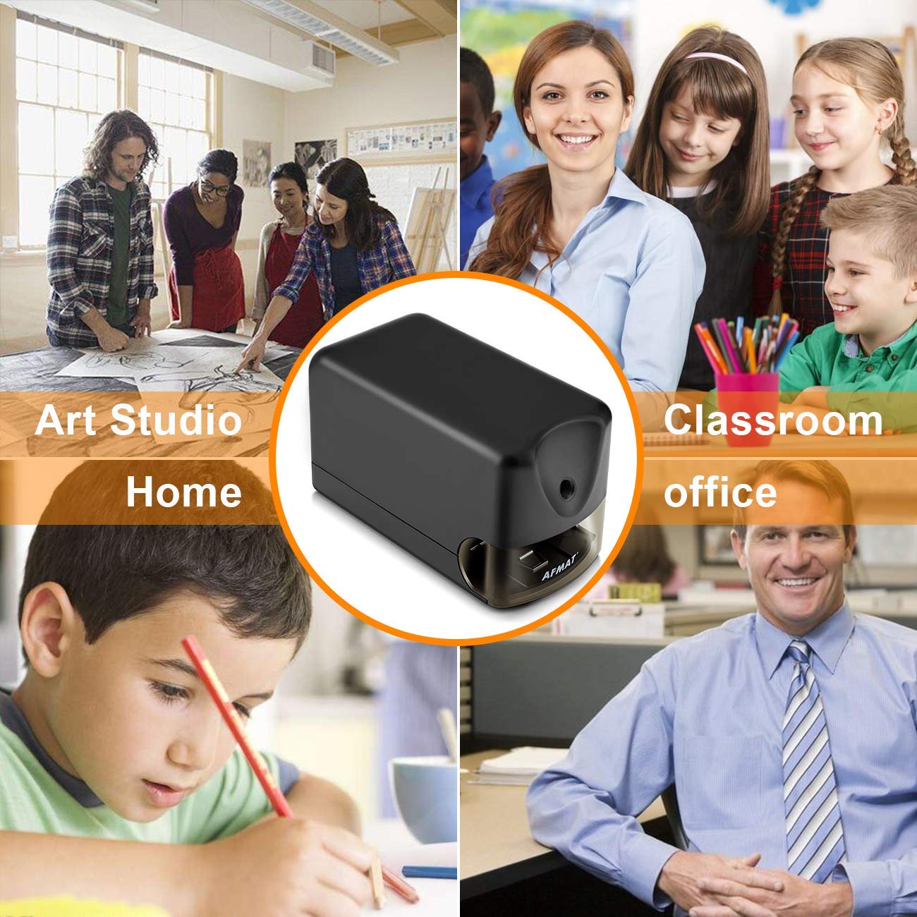 AFMAT PS105 Electric Pencil Sharpener Heavy Duty for Classroom, UL Listed Plug in Pencil Sharpener for 6.5-8mm No.2/Colored Pencils, w/Upgraded Helical Blade(10000 Sharpenings),Green