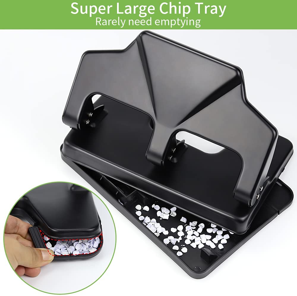 Disponible en España:AFMAT HP14 Perforadora, perforadora de 3 agujeros, A4, A5, A6, estable y fuerte para 40 hojas grandes, perforadora de 50 % menos esfuerzo, perforadora de papel de metal para oficina, escuela y hogar,Negro