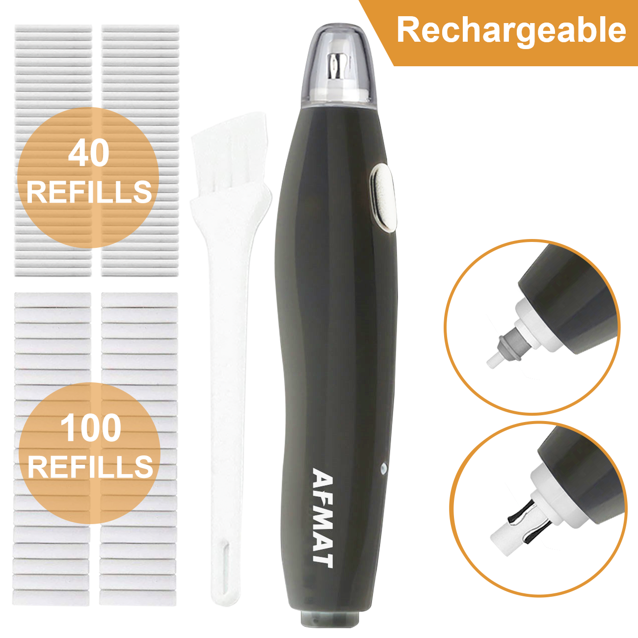 Electric Eraser Rechargeable with 140 Eraser Refills,Black