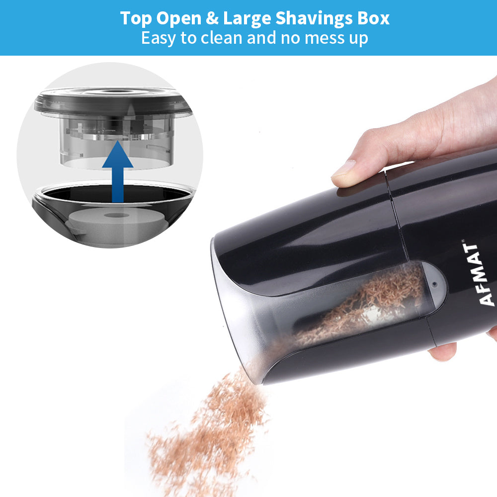 Electric Pencil Sharpener, Large-dia 6-12mm Electric Pencil Sharpener for Colored Pencil/#2 Pencil-PS29(Black)/PS90(Blue)/PS82(Grey)