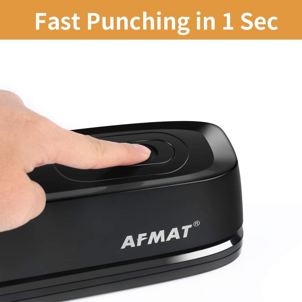 AFMAT HP01 3 Hole Punch, AFMAT Electric Three Hole Punch Heavy Duty, 20-Sheet Punch Capacity,Model:HP01(Blackļ¼