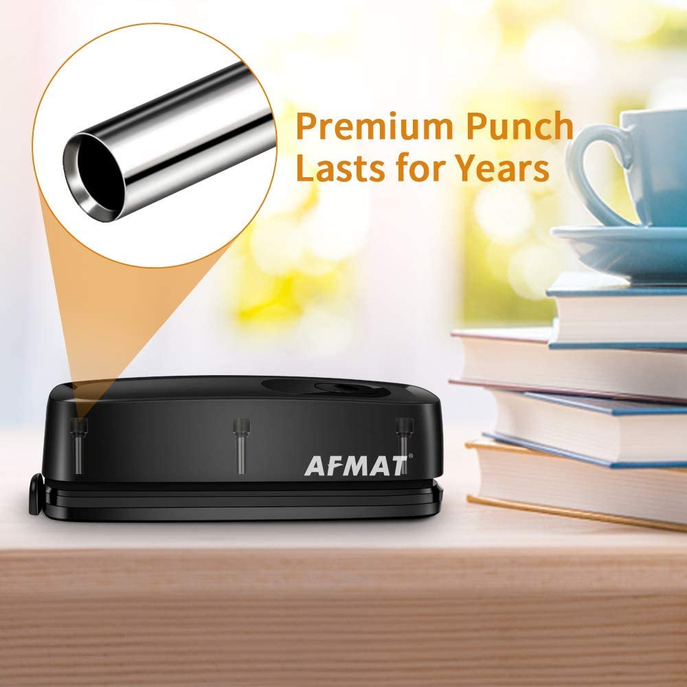 AFMAT HP01 3 Hole Punch, AFMAT Electric Three Hole Punch Heavy Duty, 20-Sheet Punch Capacity,Model:HP01(Blackļ¼