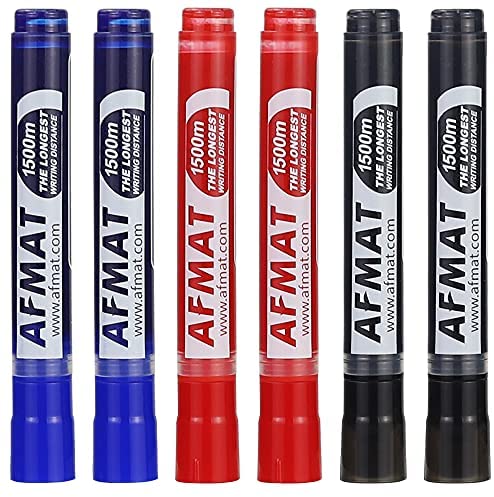 AFMAT 6pcs Dry Erase Markers, Black/Red/Blue, Bullet Head, Perfect for Class-(Mix new and old packing version),Model:DB08