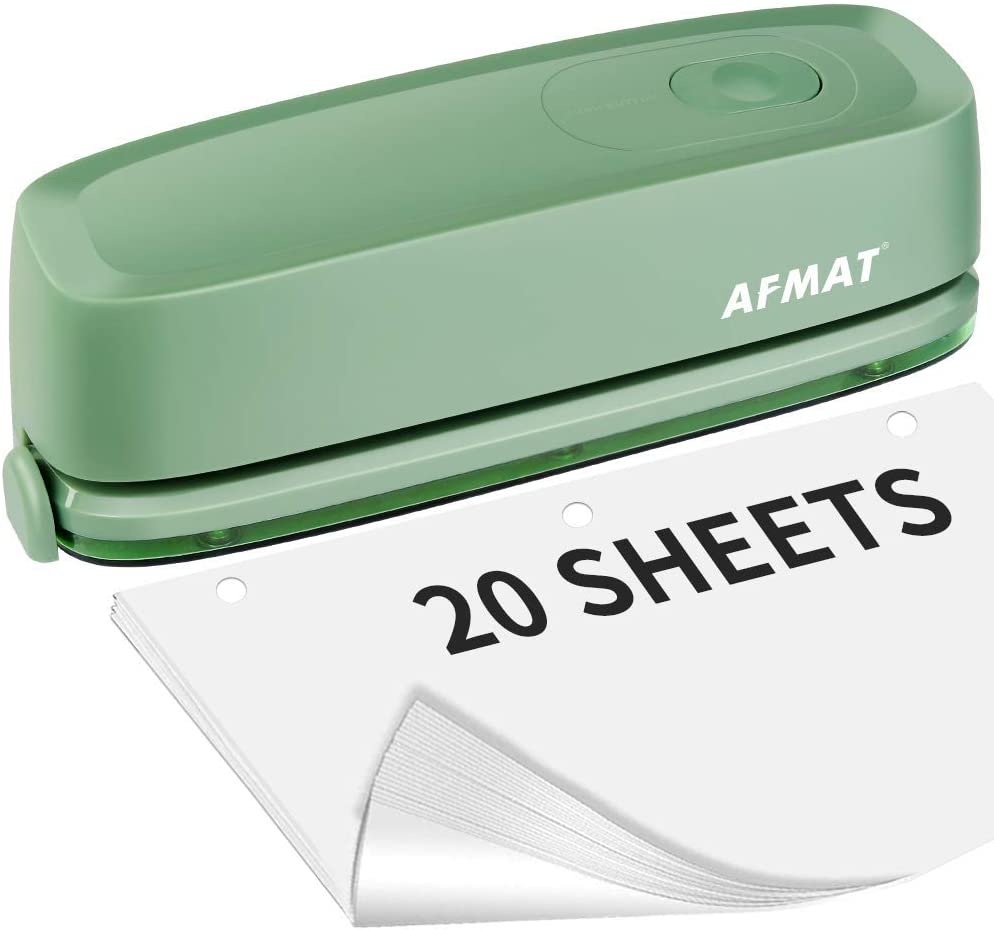 AFMAT HP01 3 Hole Punch, AFMAT Electric Three Hole Punch Heavy Duty, 20-Sheet Punch Capacity,Model:HP01(Blackļ¼