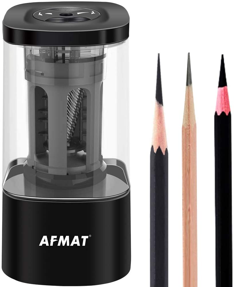 AFMAT Long Point Pencil Sharpener Artist Electric Pencil Sharpener Charcoal Pencil Sharpener Art Pencil Sharpener for 6-96mm Large Pencils Rechargeabl
