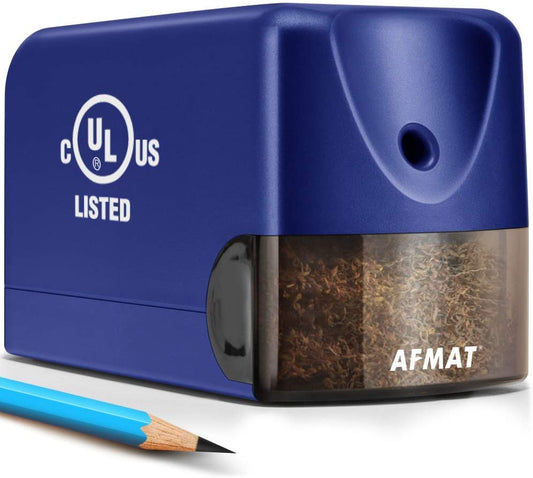 AFMAT PS28 Electric Pencil Sharpener, Heavy Duty Pencil Sharpeners for Classroom, Home, UL Listed Pencil Sharpener for 6.5-8mm No.2/Colored Pencils, 10000+ Sharpening Times, Model S230, Blue