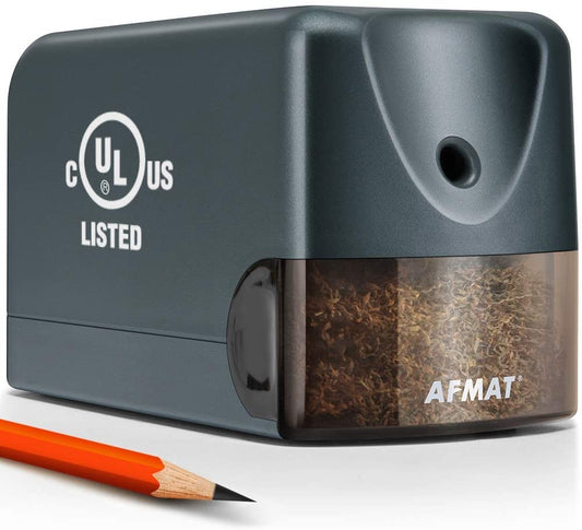 AFMAT PS66 Electric Pencil Sharpener, Heavy Duty Pencil Sharpeners for Classroom, Home, UL Listed Pencil Sharpener for 6.5-8mm No.2/Colored Pencils, 10000+ Sharpening Times, Model S230, Gray