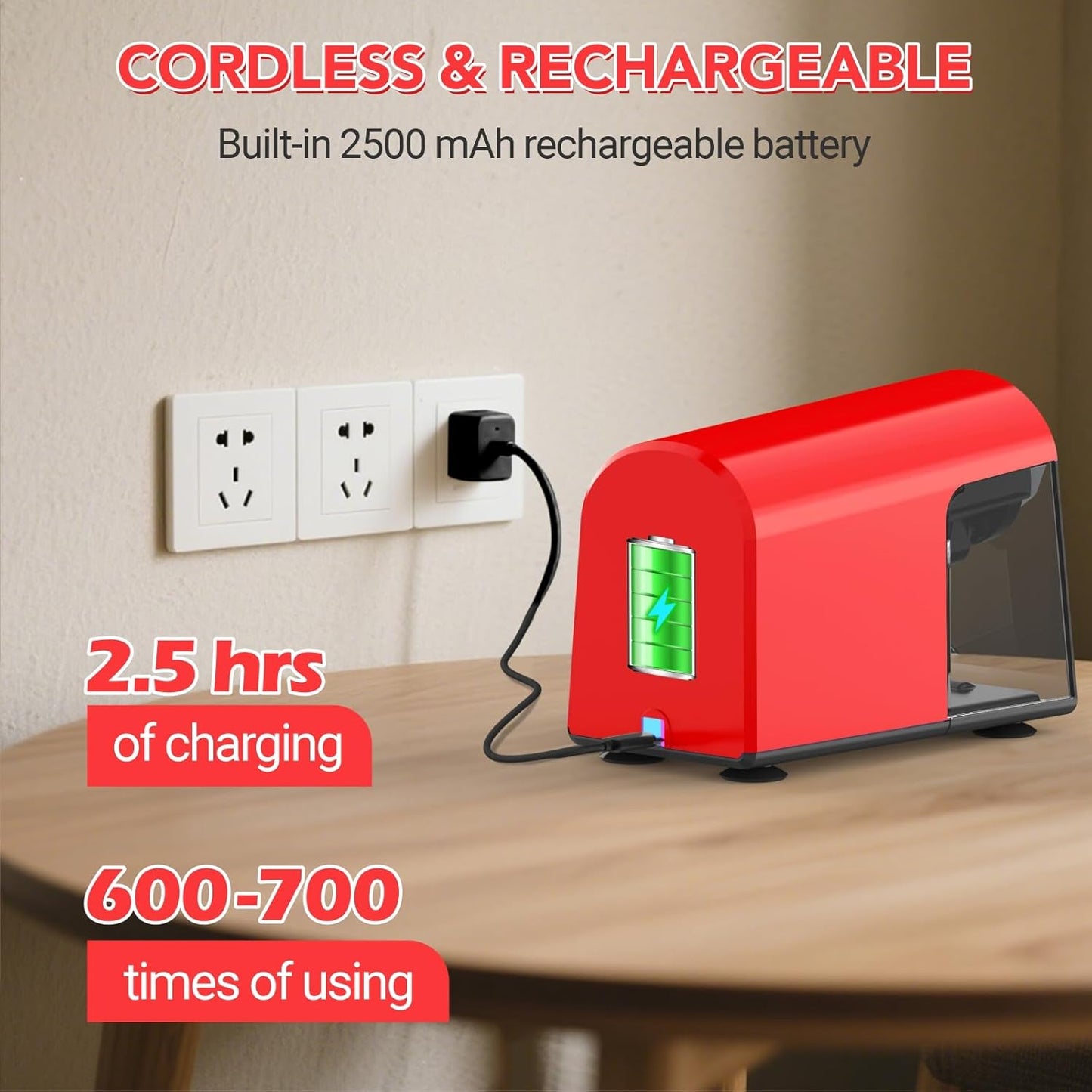 Rechargeable Classroom Electric Pencil Sharpener,PSD2PK