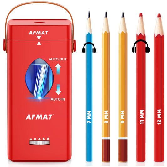 AFMAT PSC7 Electric Fully Automatic Pencil Sharpener,2X Longer Cutter Life,for 6-12mm No.2/Jumbo Pencils, Auto in & Out, 5 Sharpness Modes, Rechargeable Heavy Duty Sharpeners for Classroom Home Office PSC7RD