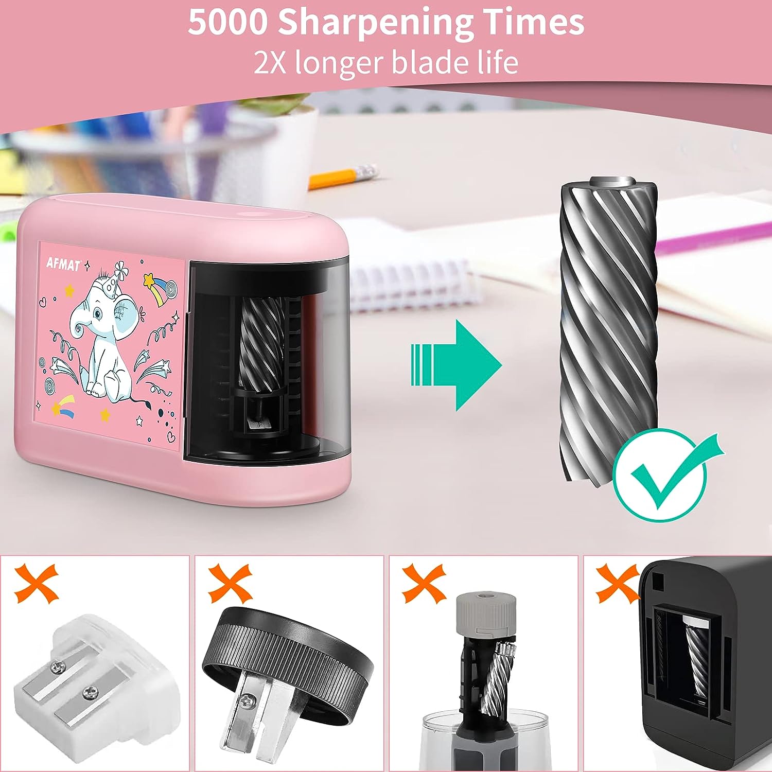 Pink electric pencil deals sharpener