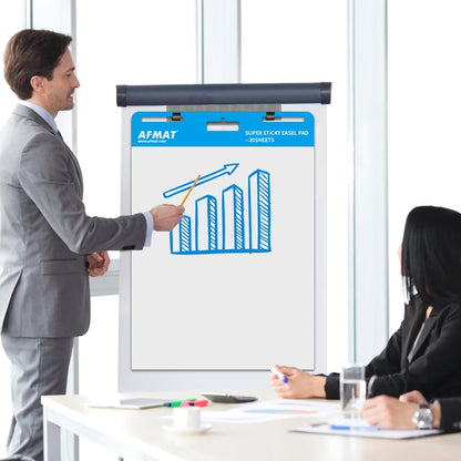 AFMAT Sticky Easel Pads, Chart Paper for Teachers, 8 Pads, Upgraded Large Flip Chart Paper with Sticky Back, Self Stick Easel Paper for Walls, Windows, White Board, 25 x 30 Inches, 30 Sheets/Pad