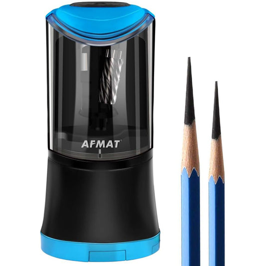 AFMAT Rechargeable Long Point Pencil Sharpener, 2 Holes, Fast Sharpen & Auto Stop, 8-17mm