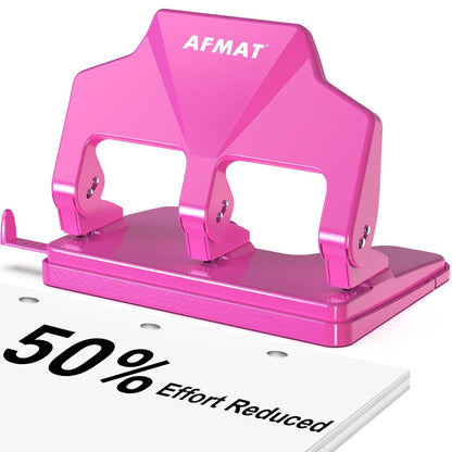 AFMAT HP14 3 Hole Punch Heavy Duty, 40-Sheet Three Hole Punch, 50% Reduced Effort Metal Paper Puncher w/Large Chip Tray,Black
