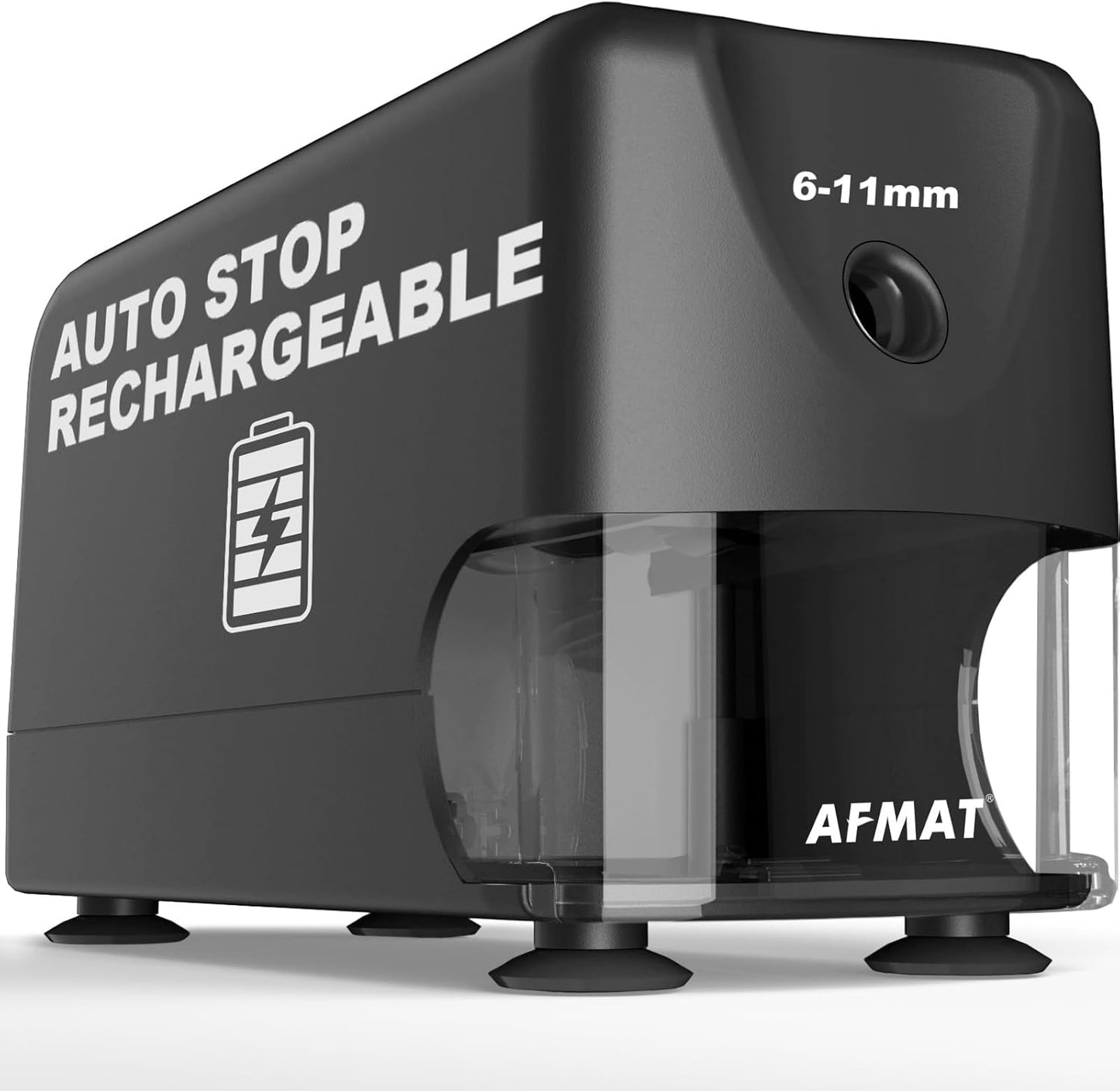 AFMAT PSD3 Super Durable Rechargeable Heavy Duty Electric Pencil Sharpener for 6-10.8mm Pencils,Upgraded Durable Blades 10,000 Sharpenings,PSD3BK