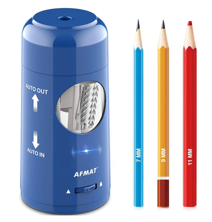 AFMAT PSX6 Electric Pencil Sharpener, Rechargeable Automatic Pencil Sharpener for Jumbo & Colored Pencils (7-11.5mm),Blue