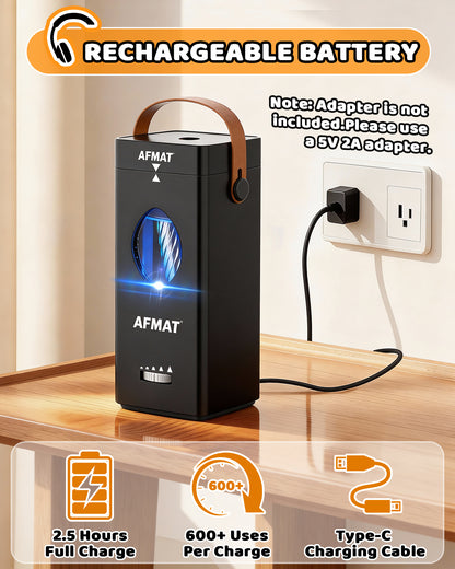 AFMAT PSC7 Electric Fully Automatic Pencil Sharpener,2X Longer Cutter Life,for 6-12mm No.2/Jumbo Pencils, Auto in & Out, 5 Sharpness Modes, Rechargeable Heavy Duty Sharpeners for Classroom Home Office PSC7BK