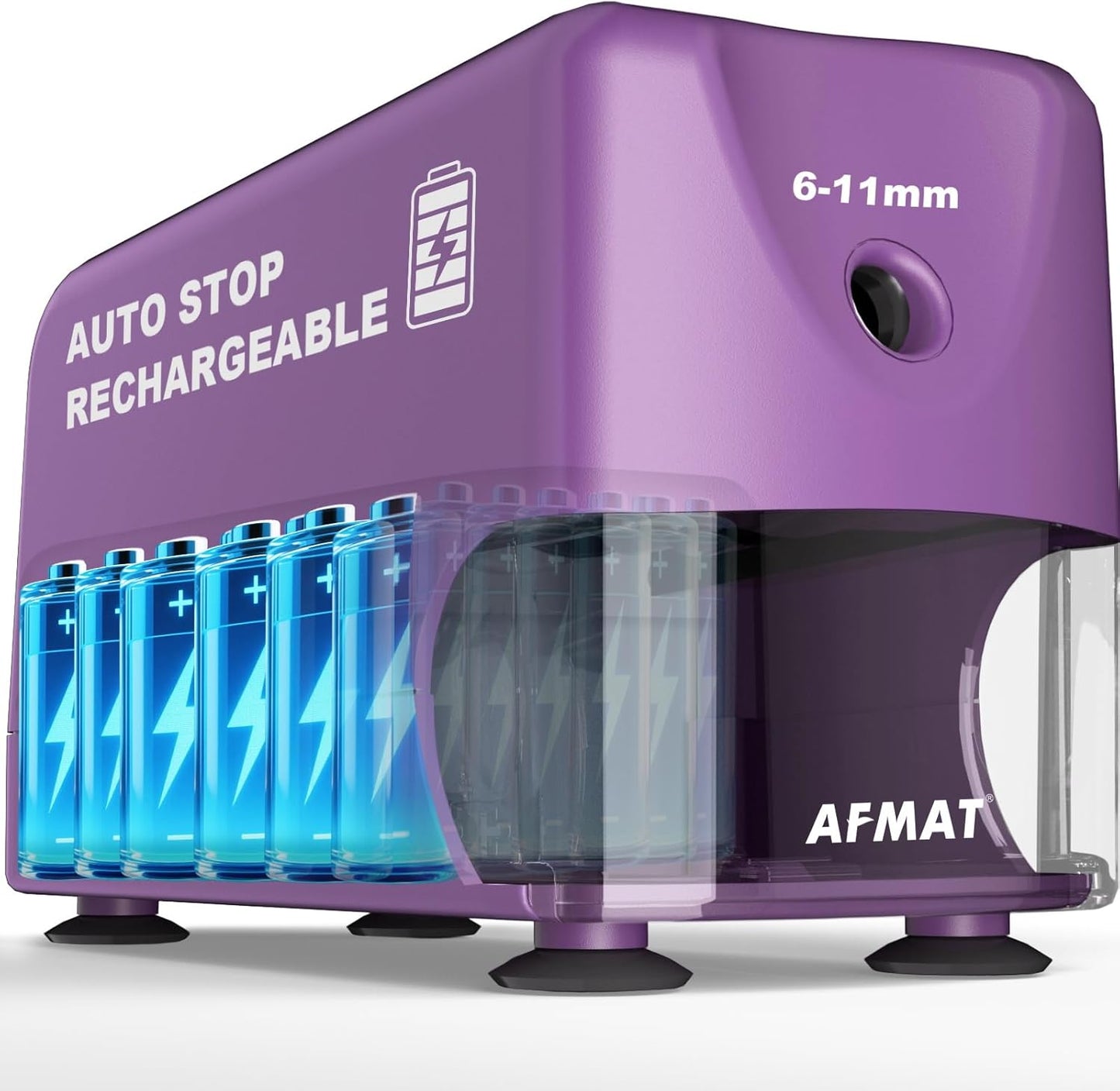 AFMAT PSD3 Rechargeable Electric Pencil Sharpener, Heavy Duty Classroom Pencil Sharpeners for 6-10.8mm Pencils, Auto Stop,2s Fast Sharpening,10,000 Sharpenings
