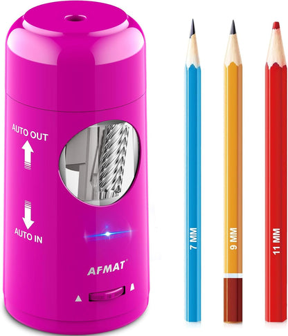AFMAT PSX6 Electric Pencil Sharpener, Rechargeable Automatic Pencil Sharpener for Jumbo & Colored Pencils (7-11.5mm),Blue