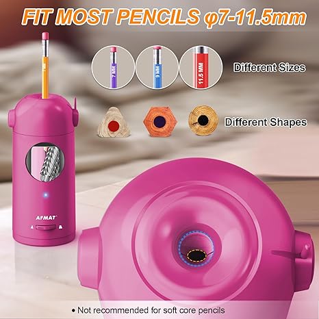 Electric Pencil Sharpener for Colored Pencils (6-8mm) with Adapter