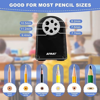 AFMAT Heavy Duty Electric Pencil Sharpener for Classroom, 6 Holes, Electric Pencil Sharpeners for Home