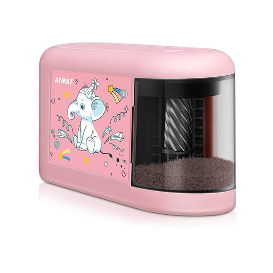 AFMAT Cute Pink Electric Pencil Sharpener for Kids