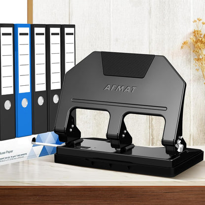 AFMAT 3 Hole Punch Heavy Duty, 40-Sheet 3 Hole Puncher for Binder, Metal Three Hole Punch w/ 10000+ Punching Times