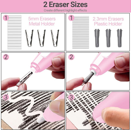 AFMAT EE24 Electric Rechargeable Electric Eraser Kit for Artists,140 Refills for Drafting