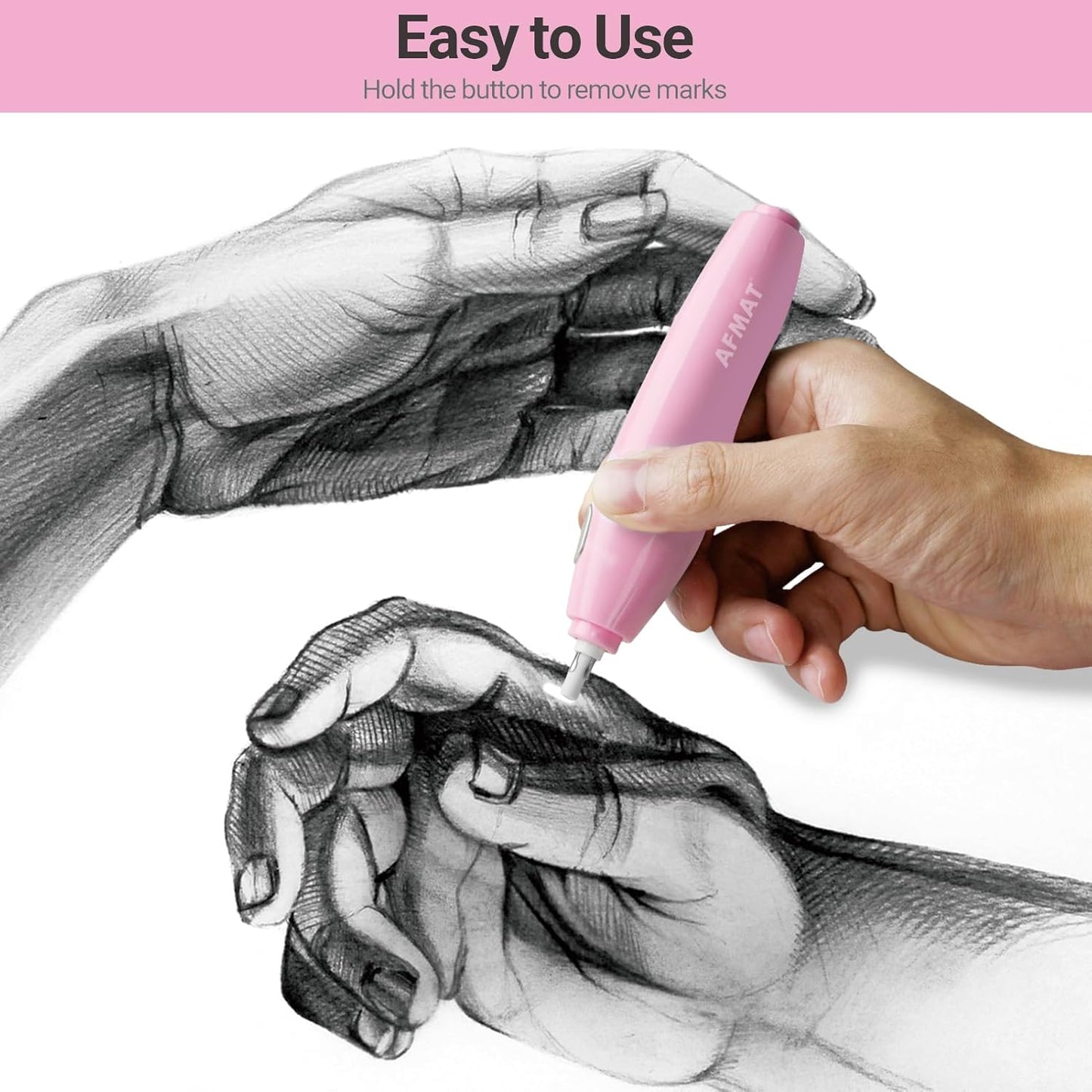 AFMAT Electric Eraser for Artists, Electric Eraser, with 140 Eraser Refills, Rechargeable Pencil Erasers for Artists, Electric Erasers for Drafting, Drawing, Painting, Sketching, Architectural Plans, Detailer Tool,Model:EE04(Light Blue)