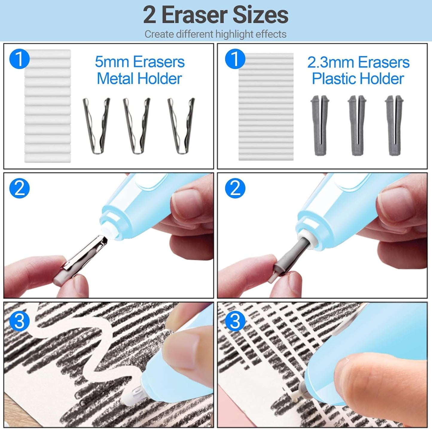 AFMAT EE24 Electric Rechargeable Electric Eraser Kit for Artists,140 Refills for Drafting