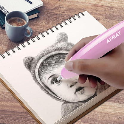 AFMAT Electric Eraser for Artists, Electric Eraser, with 140 Eraser Refills, Rechargeable Pencil Erasers for Artists, Electric Erasers for Drafting, Drawing, Painting, Sketching, Architectural Plans, Detailer Tool,Model:EE04(Light Blue)