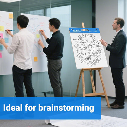 AFMAT Sticky Mini Easel Pads, 15 in x 18 in Flip Chart Paper for Teachers, Super Sticky & Bleed-Resistant, Self-Stick Easel Paper for Office/Classroom/Whiteboard/Wall/Windows, 30 Sheets/Pad, 8 Pads,Model:AFEP18BL