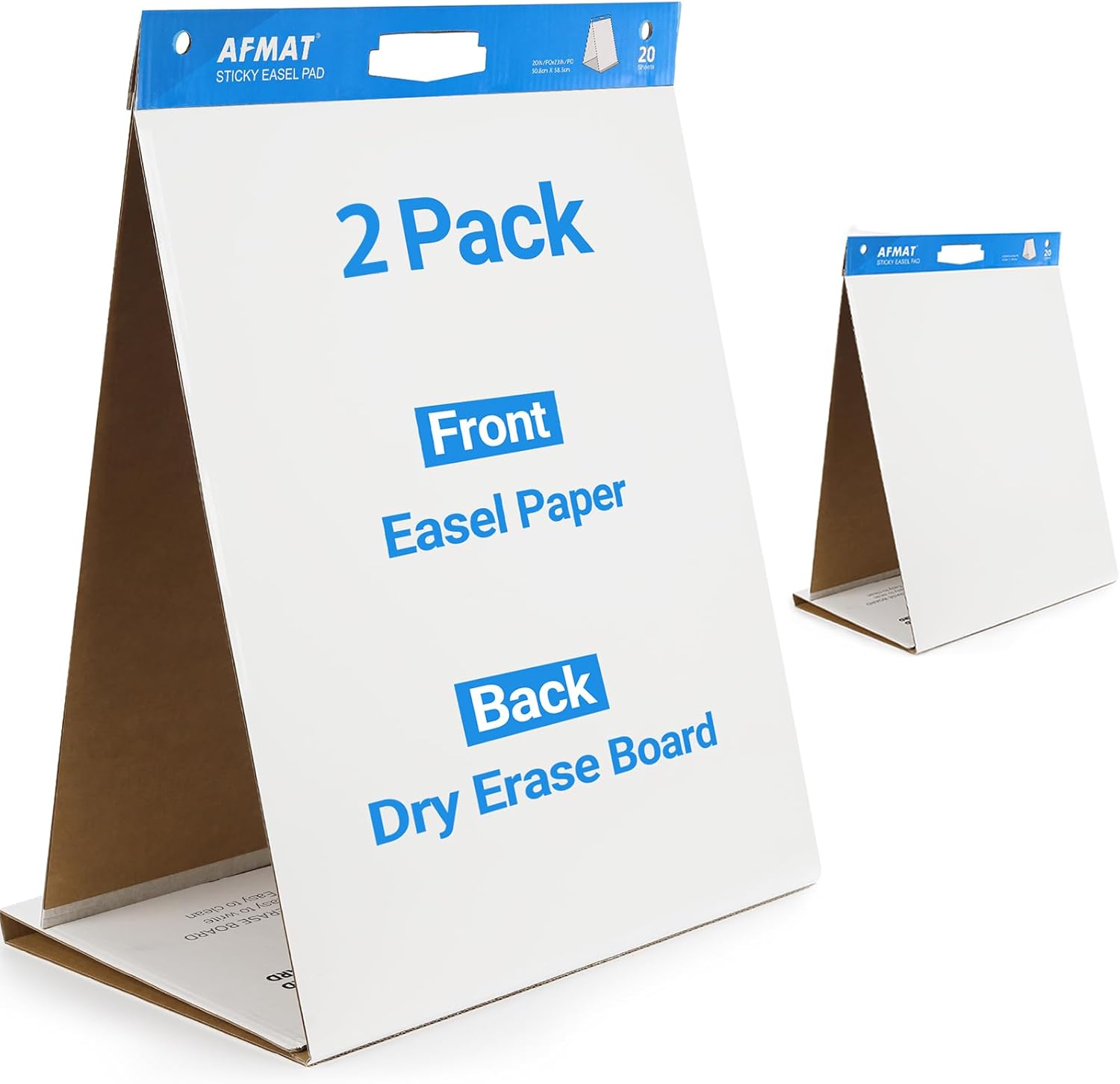 2-Pack Tabletop Sticky Easel Pad and Dry Erase Board 2 in 1, 20 x 23 inches, 20 Sheets/Pad, Portable Easel Stands for Teachers, Ideal for Training, Presentation, Meetings, Kids Doodling AFTP22BL