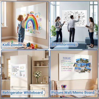 AFMAT White Board Dry Erase Paper, 36" x 24" Whiteboard Wallpaper, with 3 Markers, Stain-Proof & Super Sticky, No Ghost After 60 Days, Peel and Stick Dry Erase Board Paper Roll for Wall/Home/Office