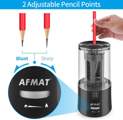 AFMAT Electric Long Point Pencil Sharpener for Artist, Auto Stop & Fast Sharpening, 8-17mm